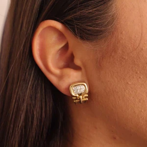 Brincos Ouro 18K Duas Cores E Diamantes