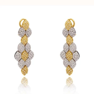 Brincos Ouro 18K Duas Cores E Diamantes Brincos Ouro 18K Duas Cores E Diamantes