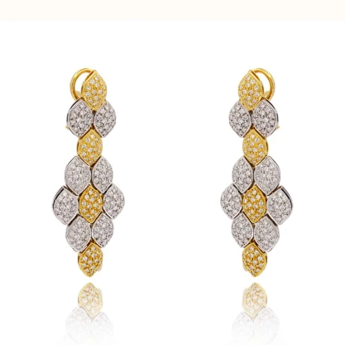 Brincos Ouro 18K Duas Cores E Diamantes