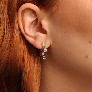Brincos Ouro 18K Duas Cores E Diamantes Brincos Ouro 18K Duas Cores E Diamantes