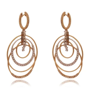 Brincos Ouro 18K Duas Cores E Diamantes