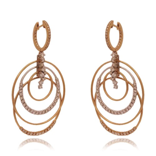 Brincos Ouro 18K Duas Cores E Diamantes