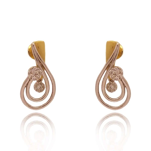 Brincos Ouro 18K Duas Cores E Diamantes