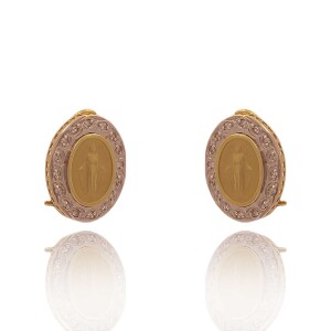 Brincos Ouro 18K Duas Cores E Diamantes