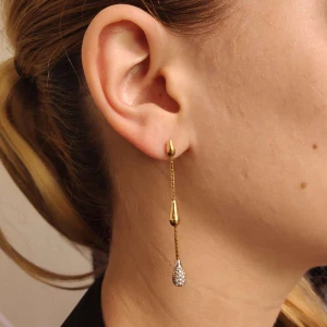 Brincos Ouro 18K Duas Cores E Diamantes