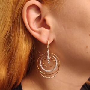 Brincos Ouro 18K Duas Cores E Diamantes