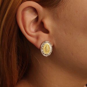 Brincos Ouro 18K Duas Cores E Diamantes