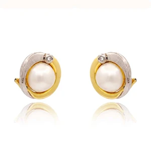 Brincos Ouro 18K Duas Cores, Pérolas E Diamantes