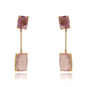 Brincos Ouro 18K E Ametistas