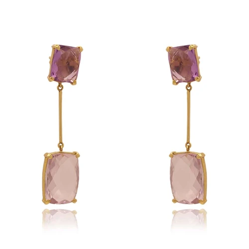 Brincos Ouro 18K E Ametistas