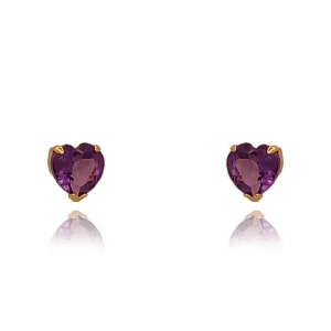 Brincos Ouro 18K E Ametistas