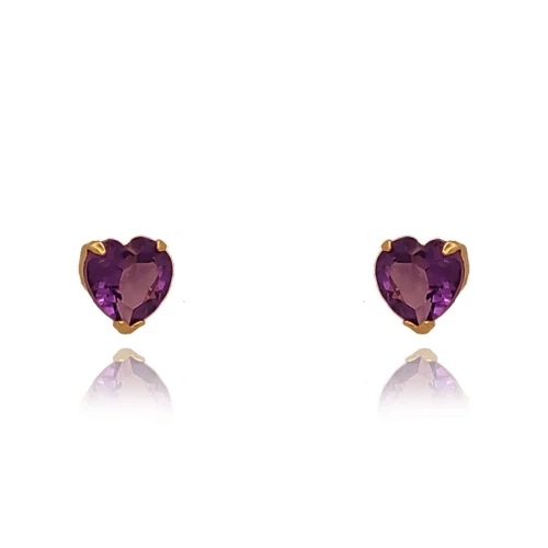 Brincos Ouro 18K E Ametistas