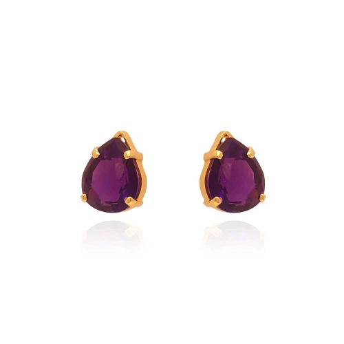 Brincos Ouro 18K E Ametistas