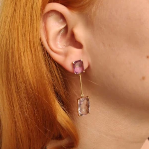 Brincos Ouro 18K E Ametistas