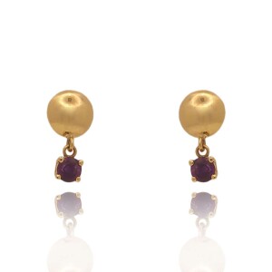 Brincos Ouro 18K E Ametistas Brincos Ouro 18K E Ametistas