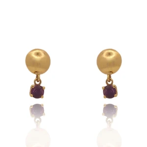 Brincos Ouro 18K E Ametistas