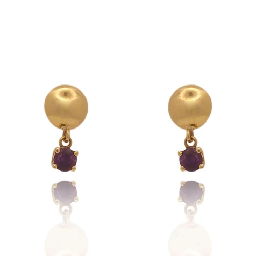 Brincos Ouro 18K E Ametistas