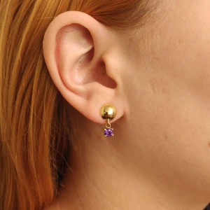 Brincos Ouro 18K E Ametistas