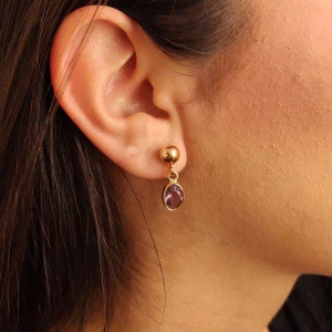 Brincos Ouro 18K E Ametistas