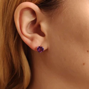 Brincos Ouro 18K E Ametistas