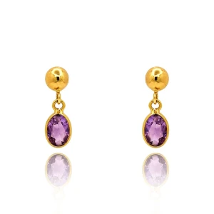 Brincos Ouro 18K E Ametistas