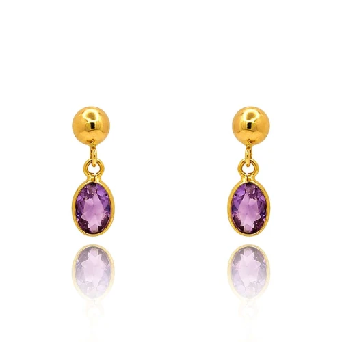 Brincos Ouro 18K E Ametistas