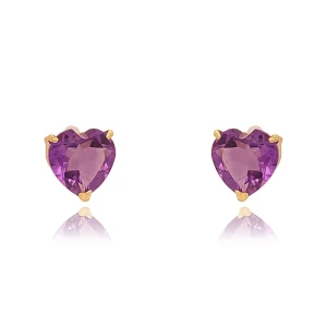 Brincos Ouro 18K E Ametistas