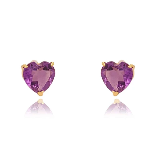 Brincos Ouro 18K E Ametistas
