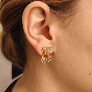 Brincos Ouro 18K E Corais