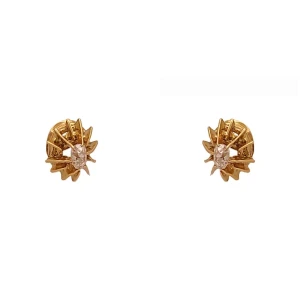 Brincos Ouro 18K E Diamantes Solitários