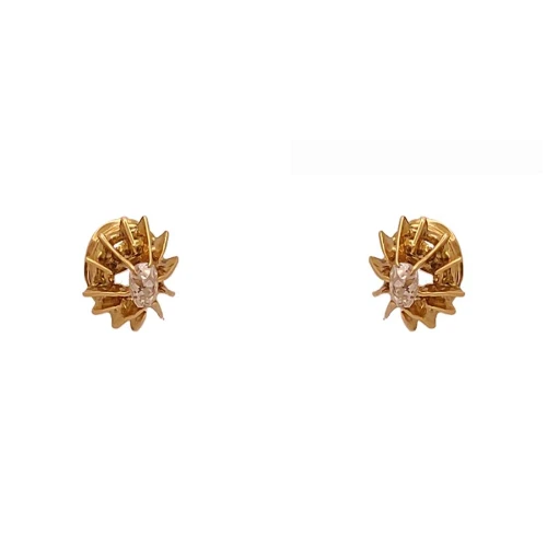 Brincos Ouro 18K E Diamantes Solitários