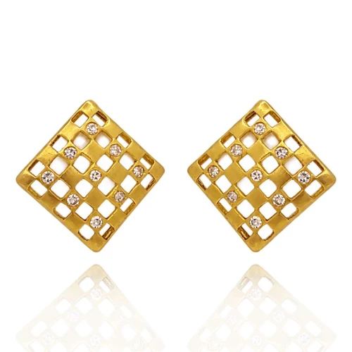 Brincos Ouro 18K E Diamantes