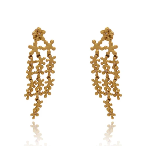 Brincos Ouro 18K E Diamantes