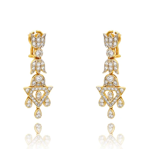 Brincos Ouro 18K E Diamantes