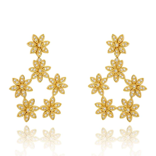 Brincos Ouro 18K E Diamantes