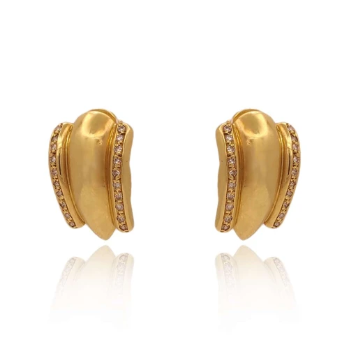 Brincos Ouro 18K E Diamantes