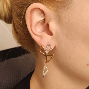 Brincos Ouro 18K E Diamantes