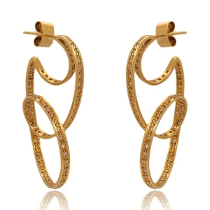 Brincos Ouro 18K E Diamantes