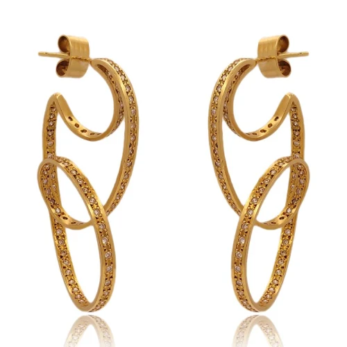 Brincos Ouro 18K E Diamantes