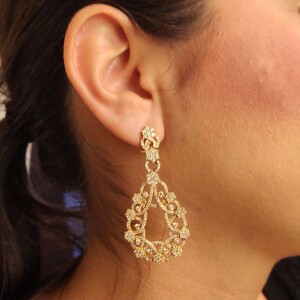 Brincos Ouro 18K E Diamantes