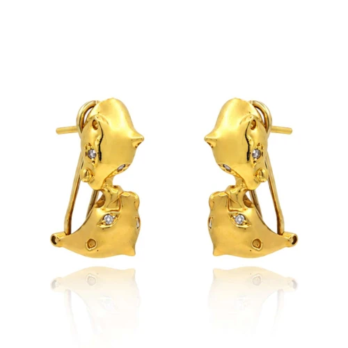 Brincos Ouro 18K E Diamantes