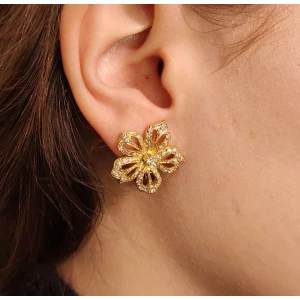 Brincos Ouro 18K E Diamantes