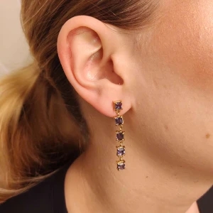 Brincos Ouro 18K E Iolitas
