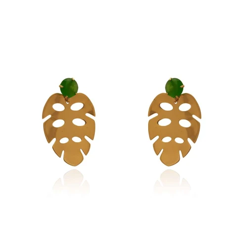 Brincos Ouro 18K E Jades