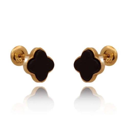 Brincos Ouro 18K E Onix