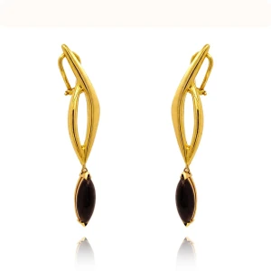 Brincos Ouro 18K E Onix