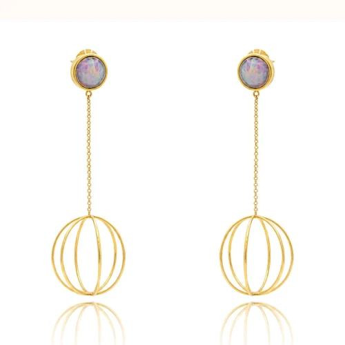 Brincos Ouro 18K E Opalas