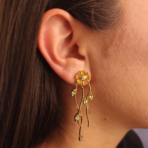 Brincos Ouro 18K E Pedras Brasileiras