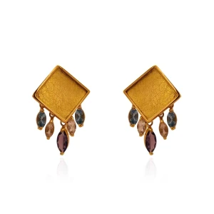Brincos Ouro 18K E Pedras Brasileiras
