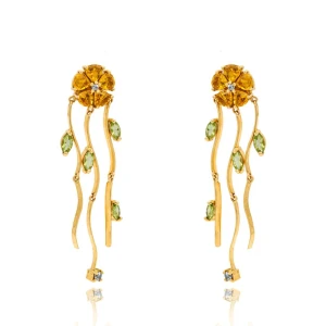Brincos Ouro 18K E Pedras Brasileiras